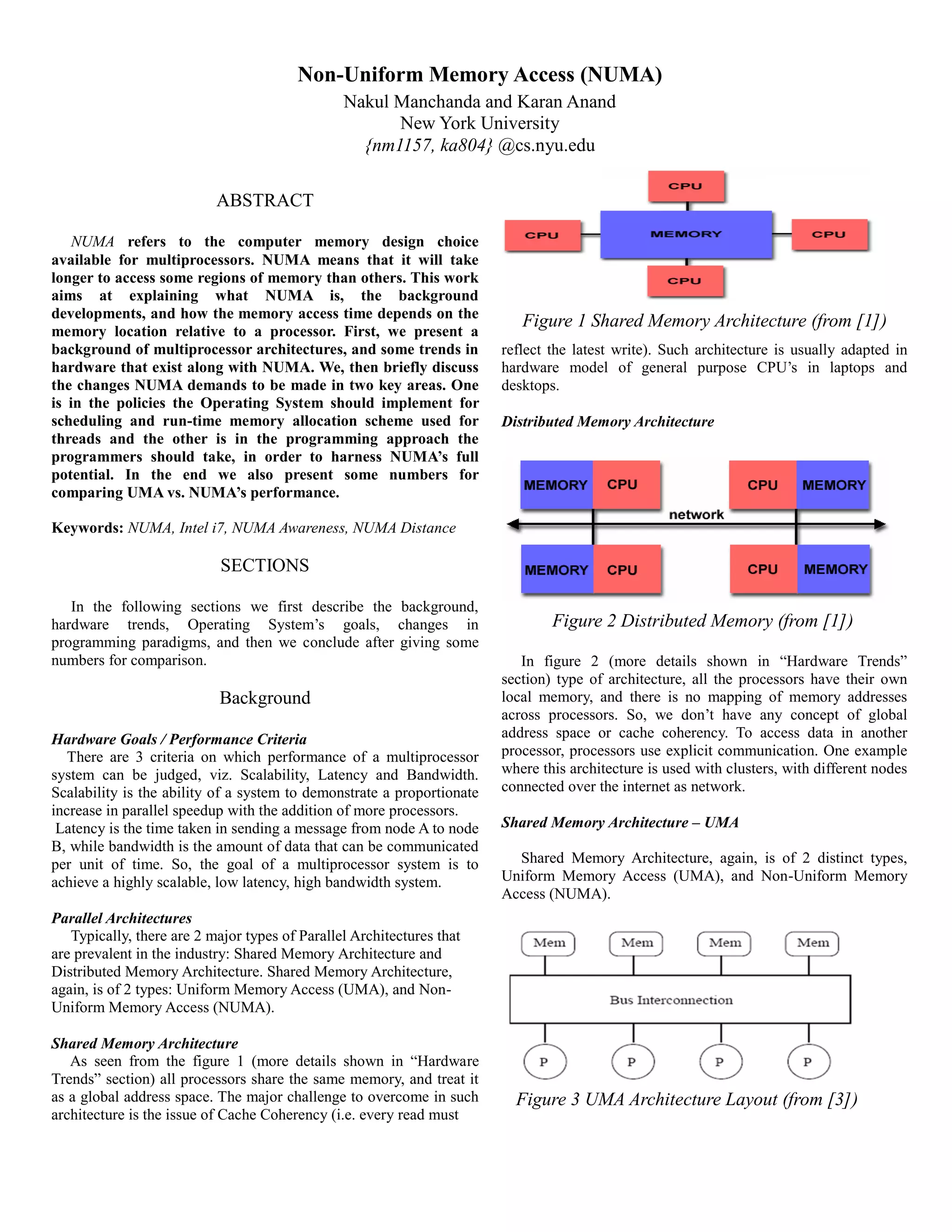 Non-Uniform Memory Access ( NUMA) | PDF