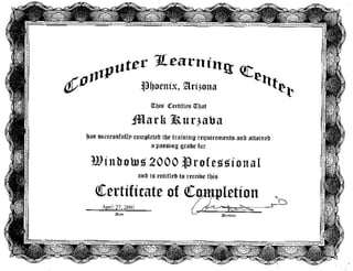 Microsoft Certified Professional (MCP) Certificate