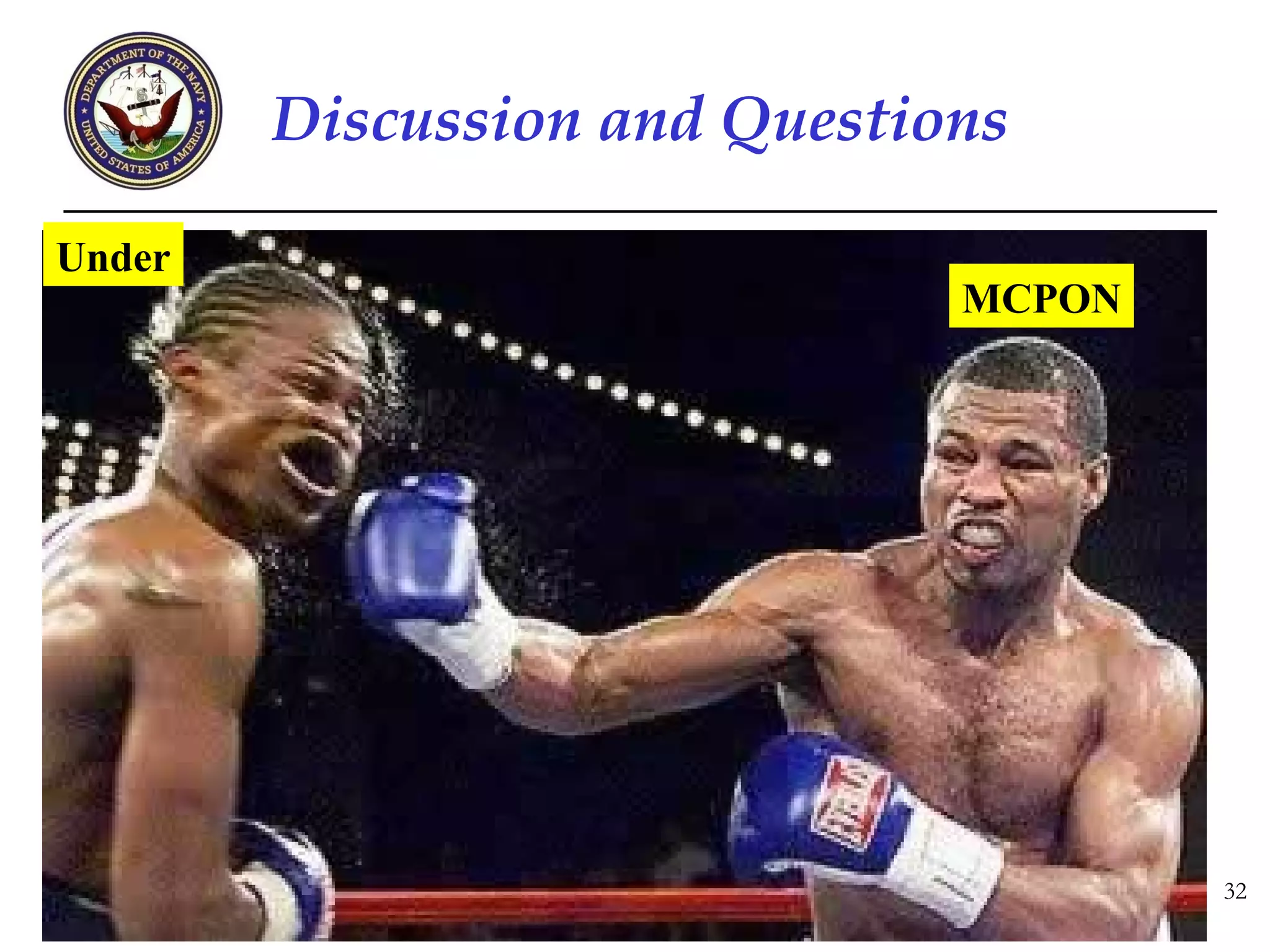 Discussion and Questions

Under
                              MCPON




                                      32
 