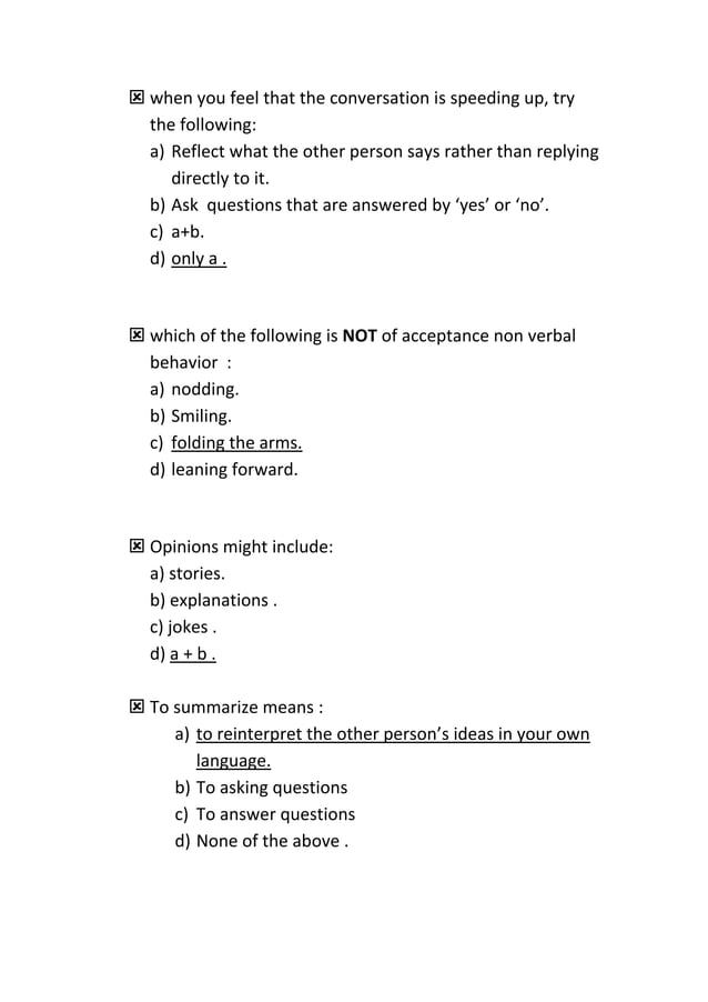 Mcq questions for communication skills course