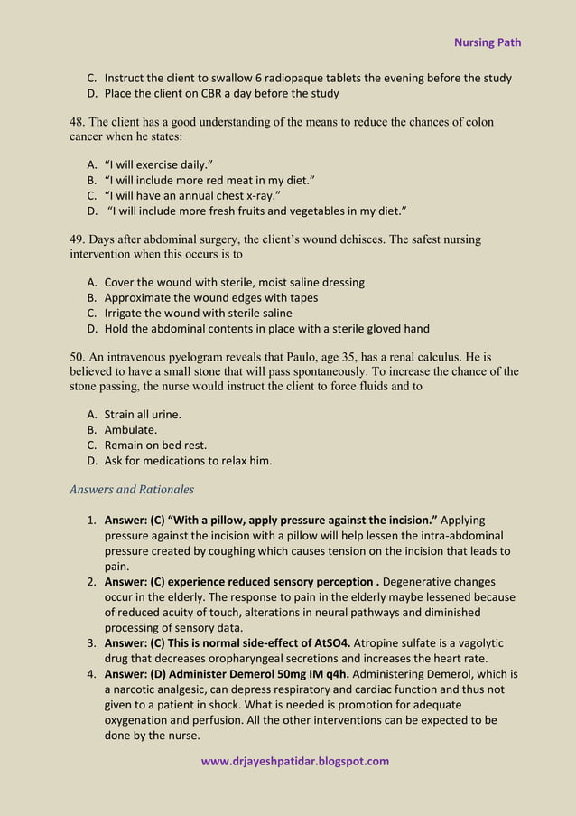 MCQ. Medicalsurgical Nursing