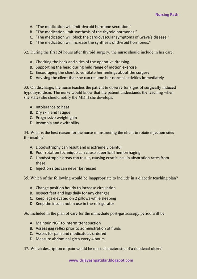 MCQ. Medicalsurgical Nursing