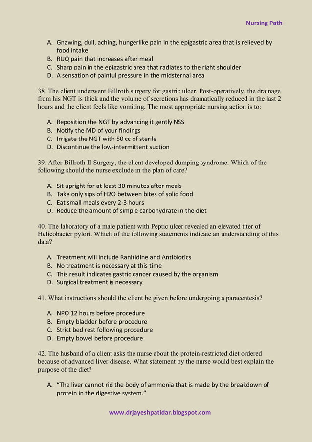 MCQ. Medicalsurgical Nursing