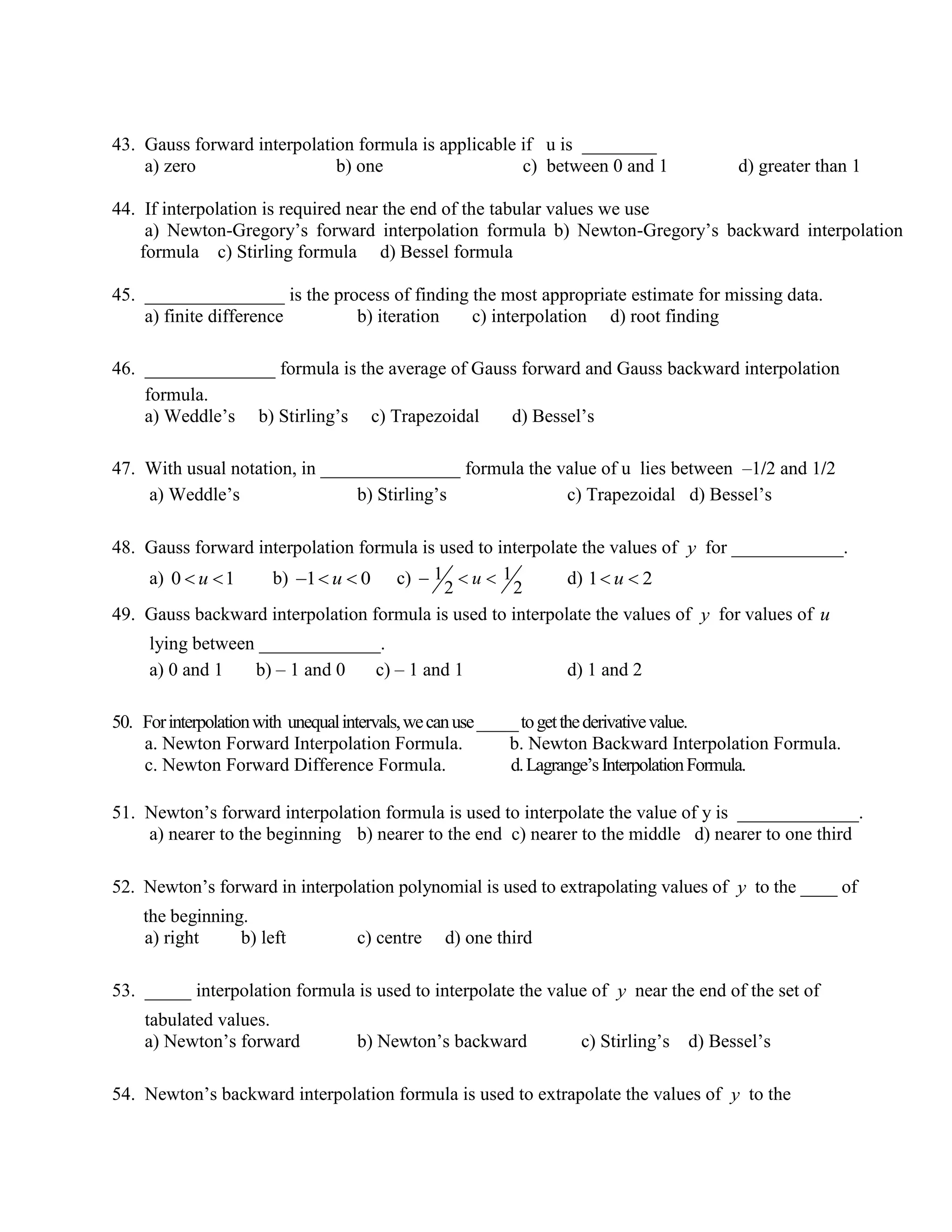 Multiple Choice Questions - Numerical Methods | PDF