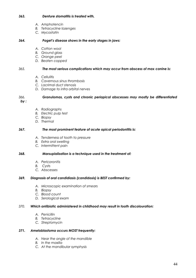 1100 MCQ in Dentistry with Answers