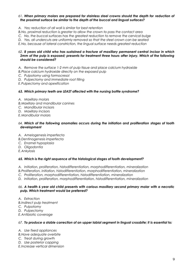 1100 MCQ in Dentistry with Answers
