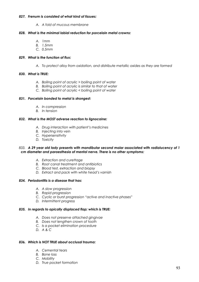 1100 MCQ in Dentistry with Answers