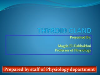 Presented By:
Magda El-Dakhakhni
Professor of Physiology
Prepared by staff of Physiology department
 