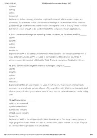 [Mcq] computer communication networks lmt2 | PDF