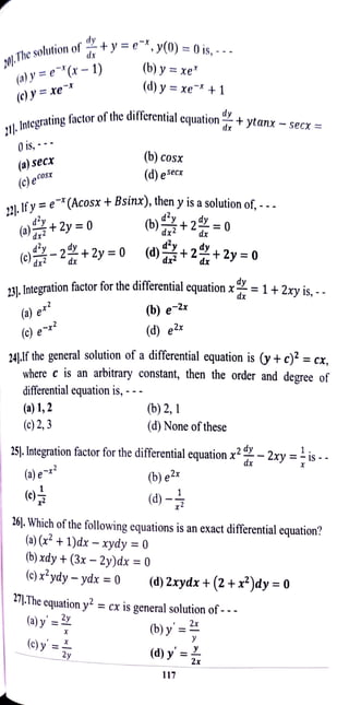 Mcq Differential And Ordinary Differential Equation Mcq Differential And Ordinary Differential Equation