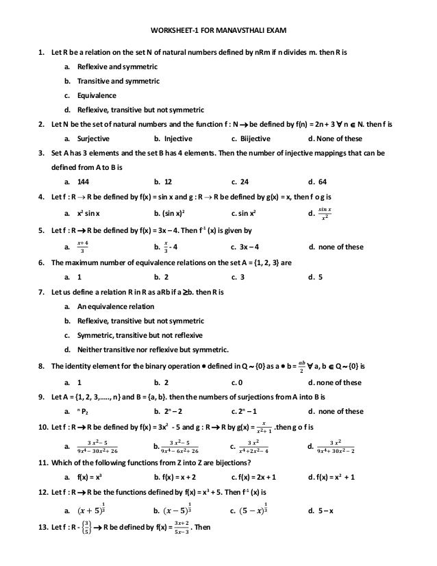 mcq for manavsthali 7 worksheets relation worksheets