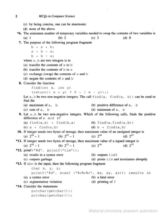 Mcq in computer science by timothy j williams | PDF