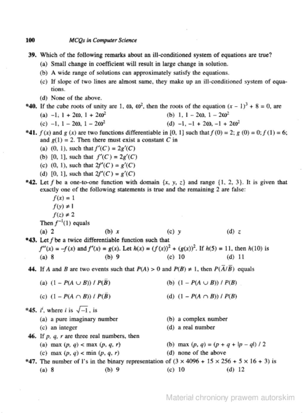 Mcq in computer science by timothy j williams