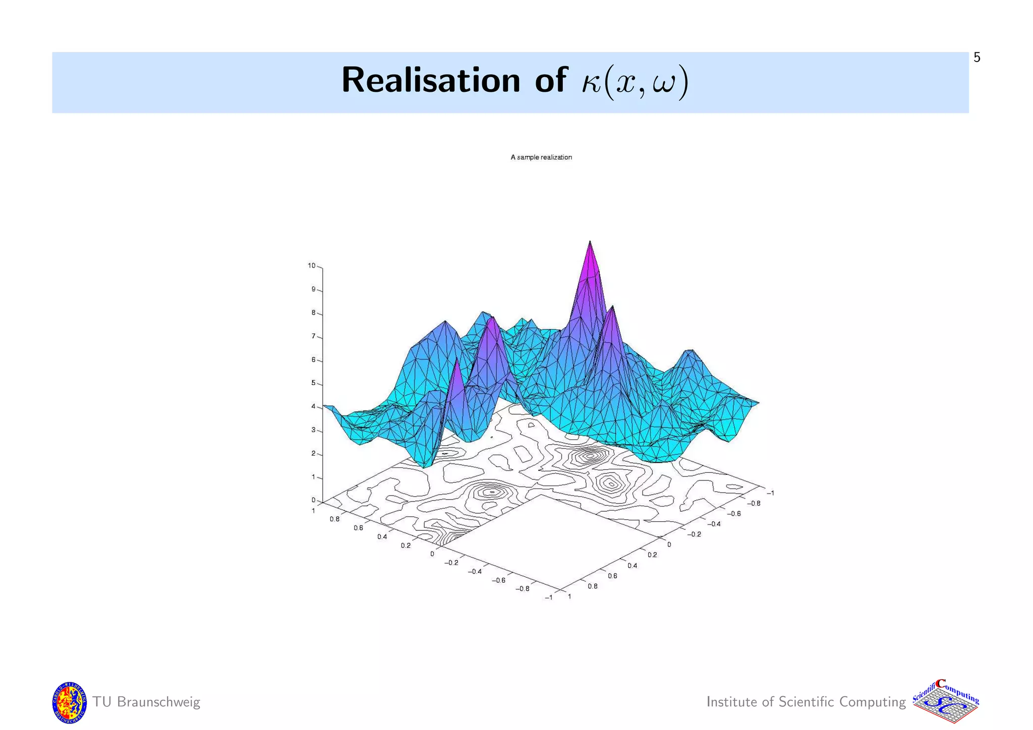 5
Realisation of κ(x, ω)
TU Braunschweig Institute of Scientiﬁc Computing
CC
Scientifi omputing
 
