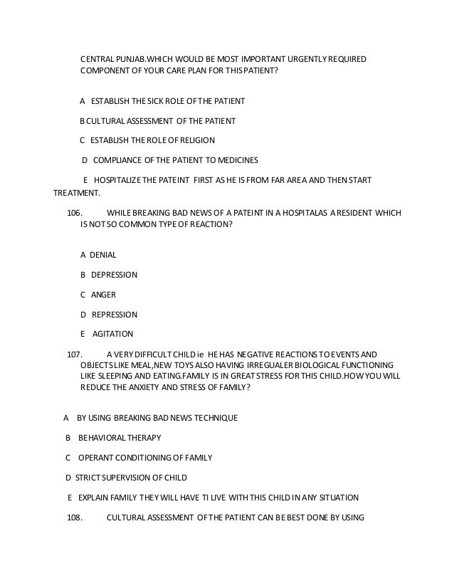 Mcq One Best Answer Behavioral Sciences Mcq One Best Answer Behavioral Sciences