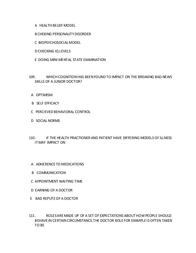 Mcq One Best Answer Behavioral Sciences Mcq One Best Answer Behavioral Sciences