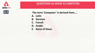 Mcq on fundamental of computer | PPTX