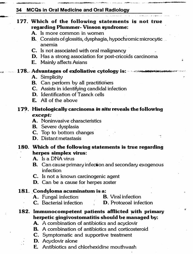MCQ Oral medicine and oral radiology.pdf | Dental Health | Diseases and ...