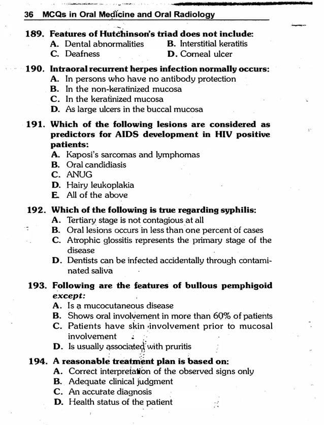 MCQ Oral medicine and oral radiology.pdf | Dental Health | Diseases and ...