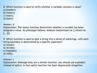 PHP Session - Mcq ppt | PPTX