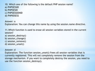 PHP Session - Mcq ppt | PPTX