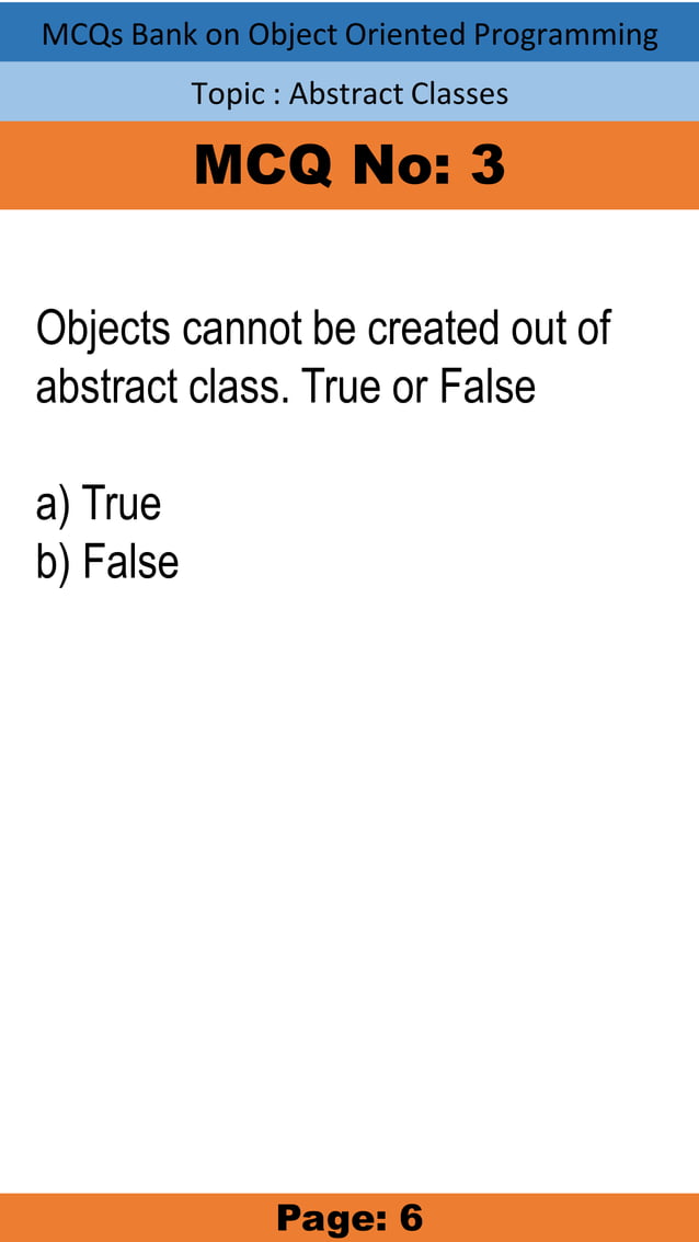 Multiple Choice Questions on JAVA (object oriented programming) bank 7 ...