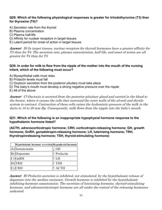 Mc qs for midblock endocrine physioogy | PDF