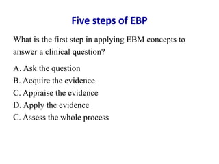 Ebp Question Template.pdf MCQs in evidence based practice | PPTX