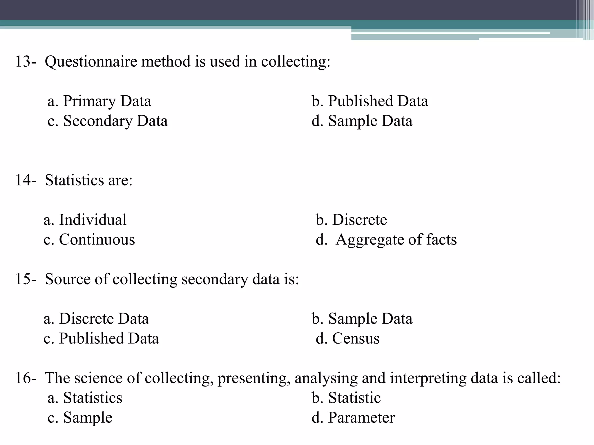 Mcqs (introduction of statistics) | PPTX