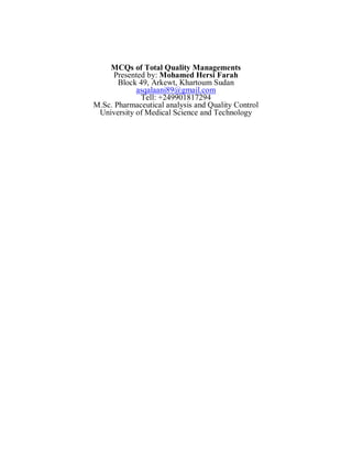Mc qs of total quality managements | PDF