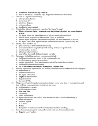 Mc qs of total quality managements | PDF