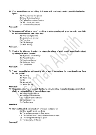 Soil Sample Questions MCQ Soil Mechanics equestions (Consolidation).pdf