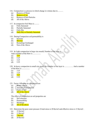 Mcq Soil Mechanics Equestions Consolidation Pdf