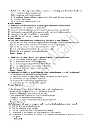 Mcq Soil Mechanics Equestions Consolidation Pdf