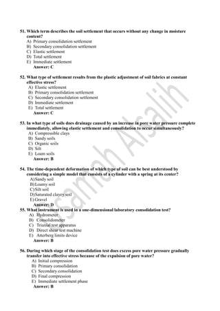 Mcq Soil Mechanics Equestions Consolidation Pdf