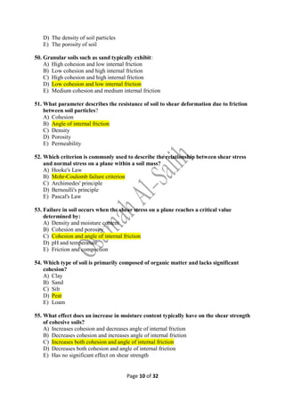 Soil Practical Test Questions MCQ Soil mechanics questions (Soil shear strength).pdf