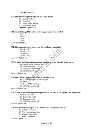 Soil Practical Test Questions MCQ Soil mechanics questions (Soil shear strength).pdf