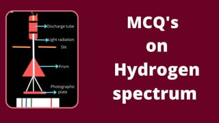 MCQ's
on
Hydrogen
spectrum
 