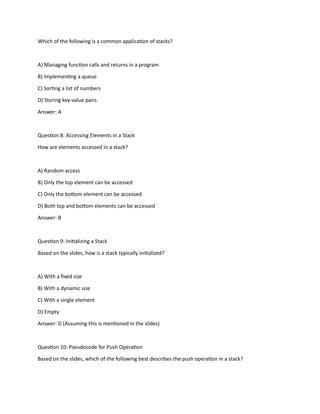 stacks and queues | common curriculum Images High... MCQs on Stacks.pdf