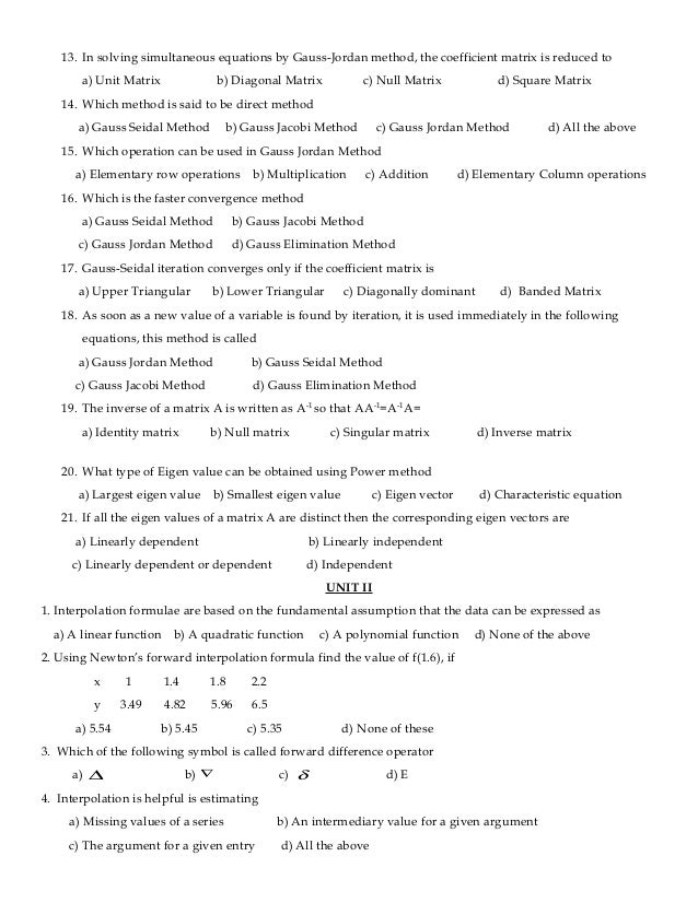 Numerical Methods Question Bank Pdf