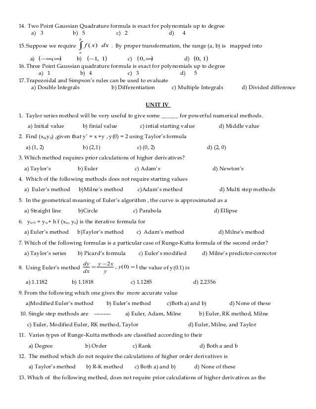 numerical analysis questions and answers pdf