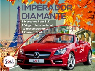 IMPERADOR
DIAMANTE1. Mercedes Benz SLK
1. Viagem Internacional
com acompanhante
1. Cruzeiro Soul
foto Ilustrativa
 