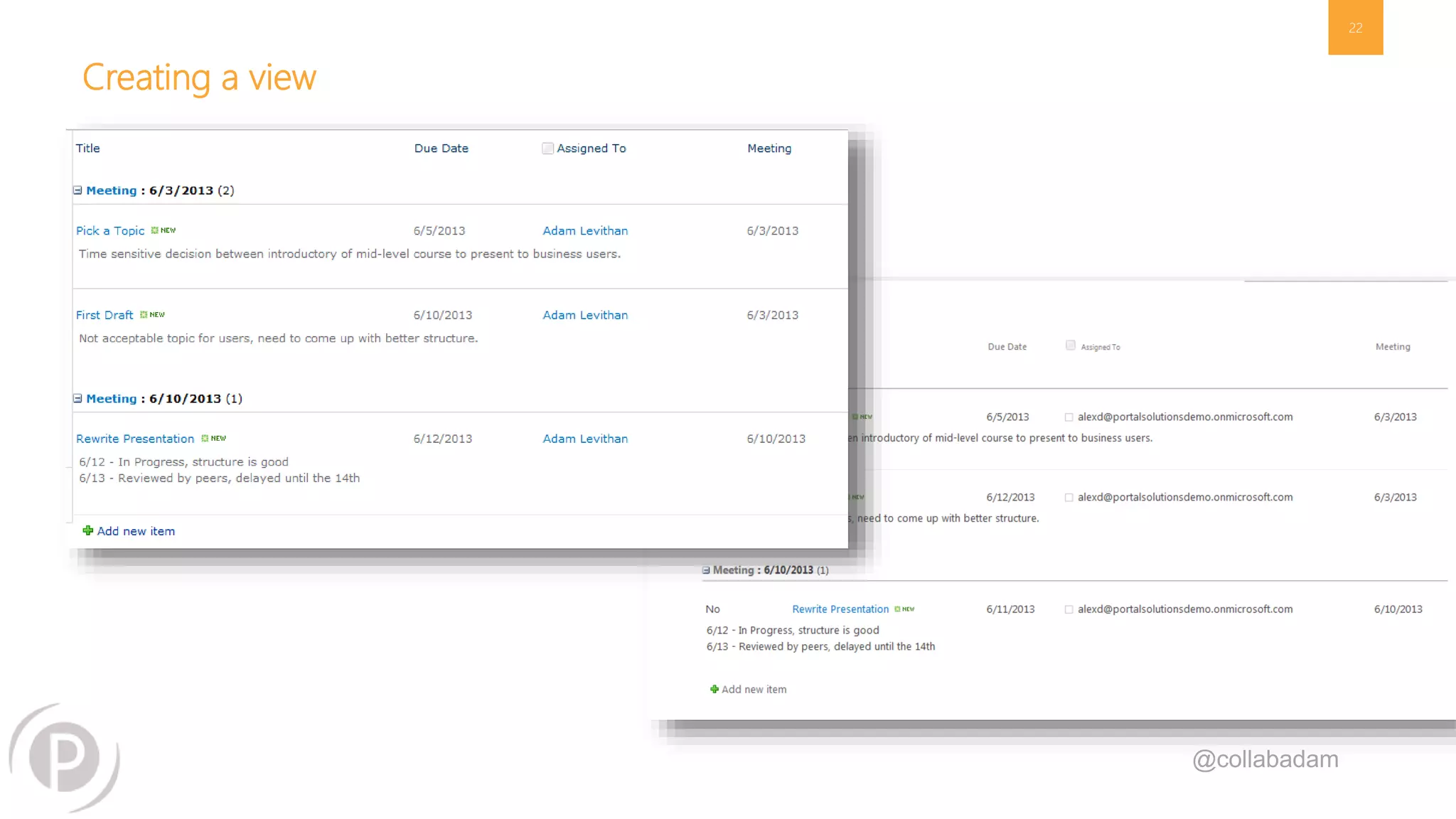 Creating a view
22
@collabadam
 