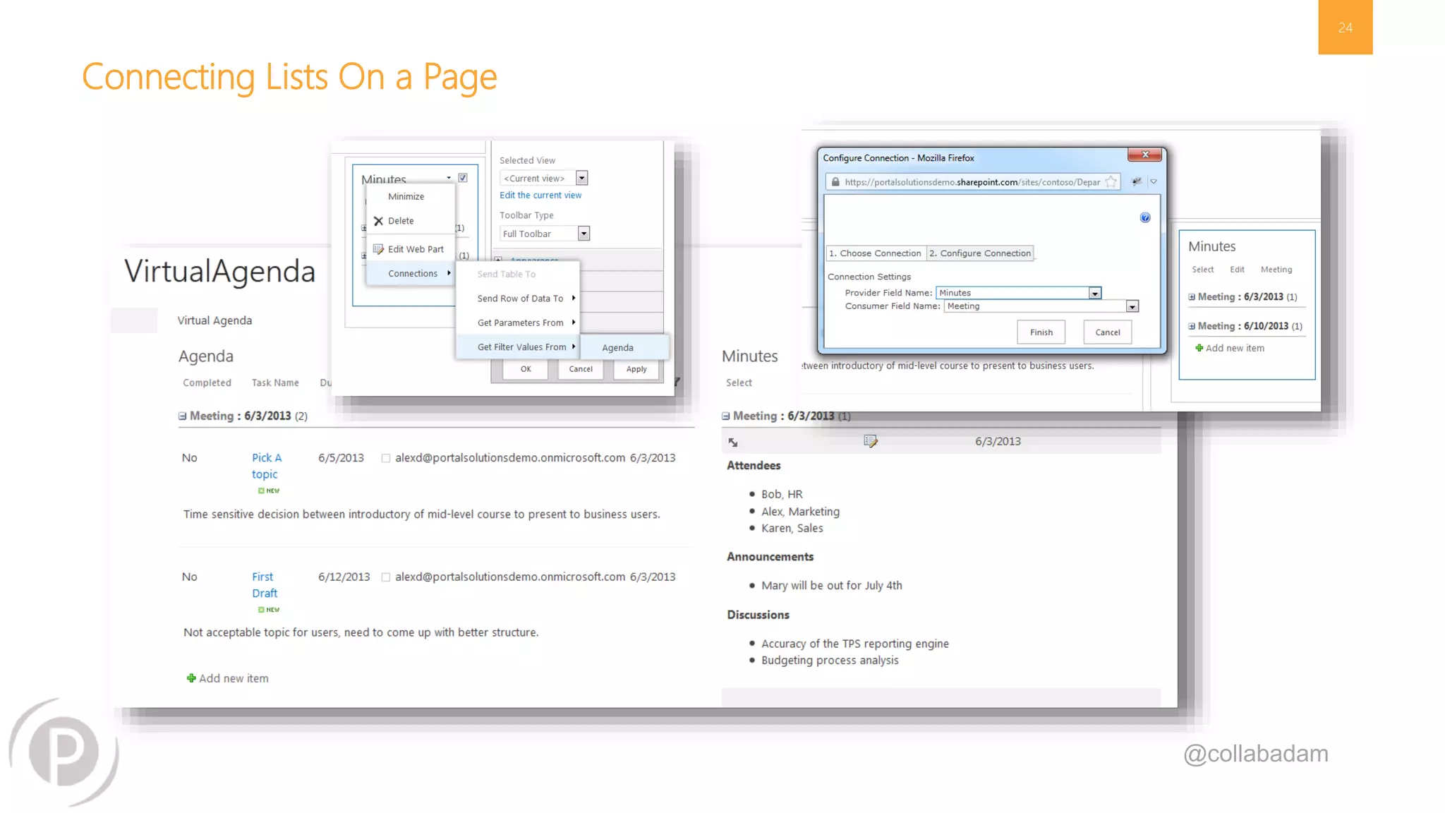 Connecting Lists On a Page
24
@collabadam
 