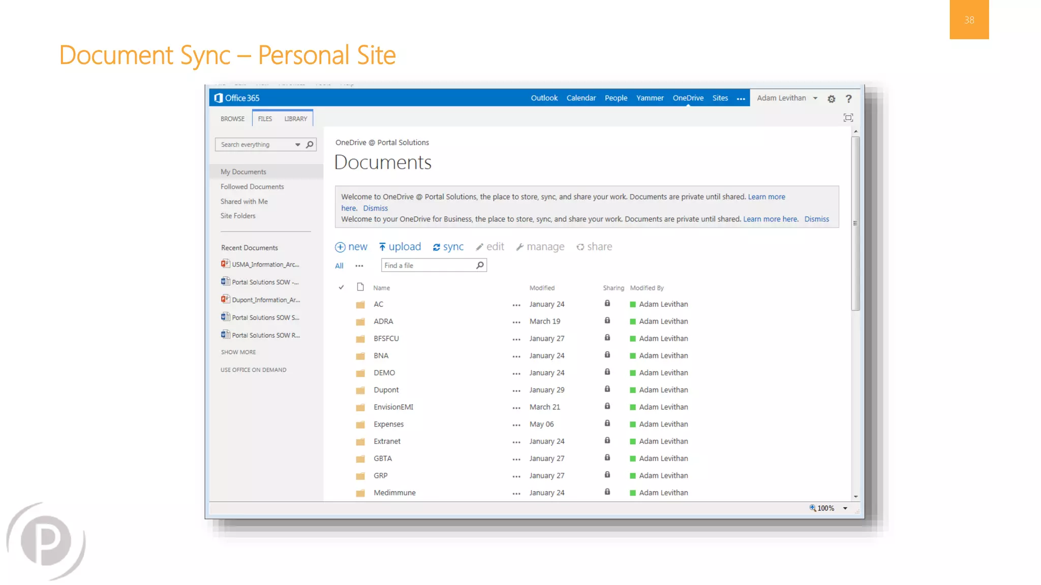Document Sync – Personal Site
38
 