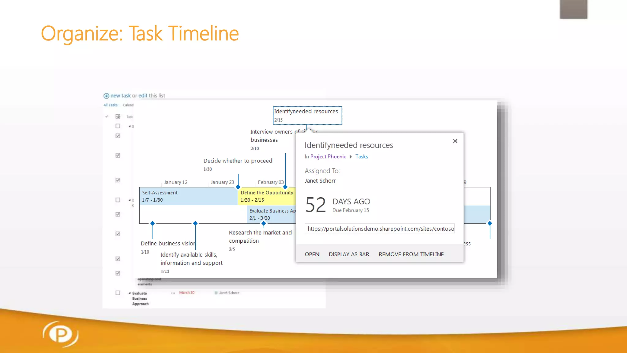 Organize: Task Timeline
 