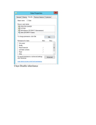 Chọn Disable inheritance
 