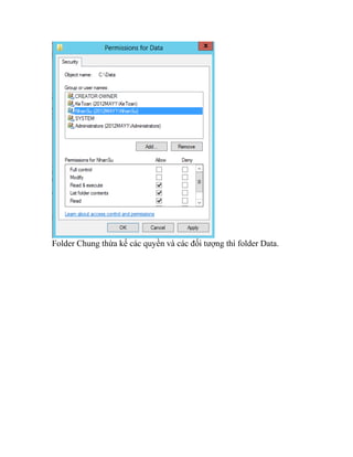 Folder Chung thừa kế các quyền và các đối tượng thì folder Data.
 