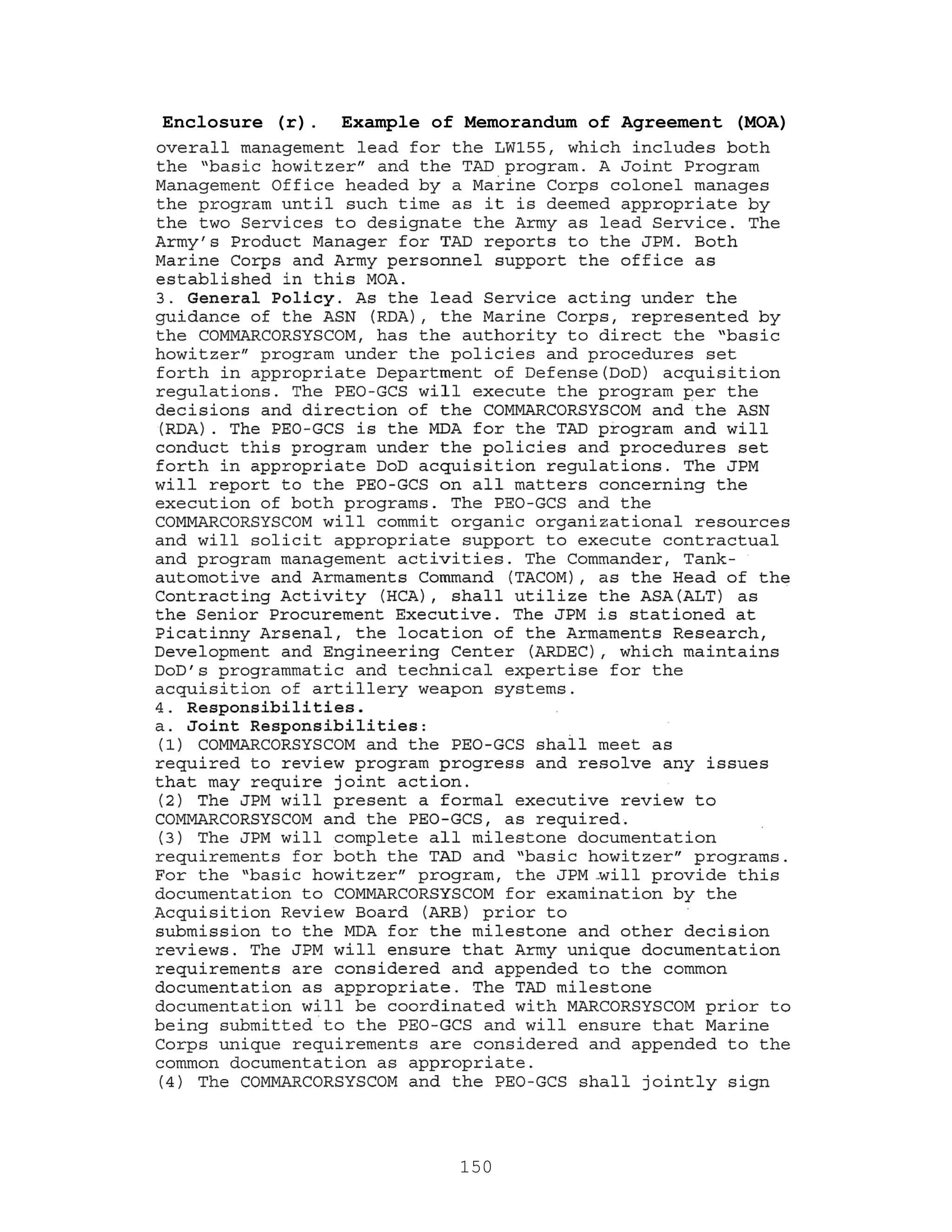 150
Enclosure (r). Example of Memorandum of Agreement (MOA)
 