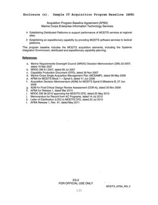 135
Enclosure (n). Sample IT Acquisition Program Baseline (APB)
 